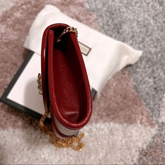 Gucci Rajah Mini Leather Shoulder Bag In Red -Authentic - Picture 8 of 11